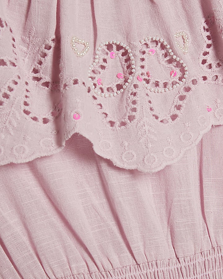 Girls Purple Tiered Beaded Playsuit