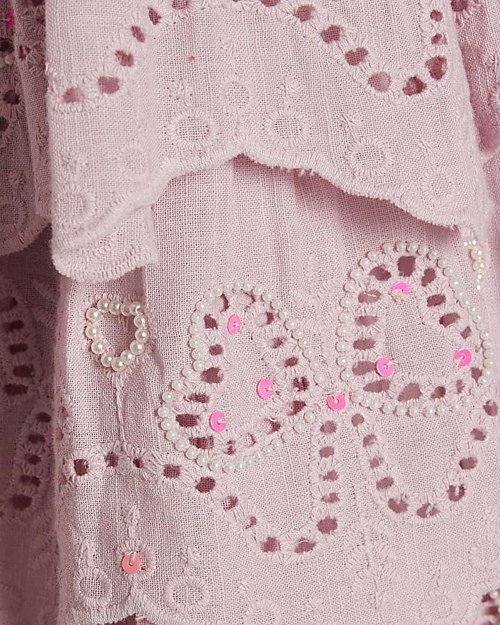 Girls Purple Tiered Beaded Playsuit