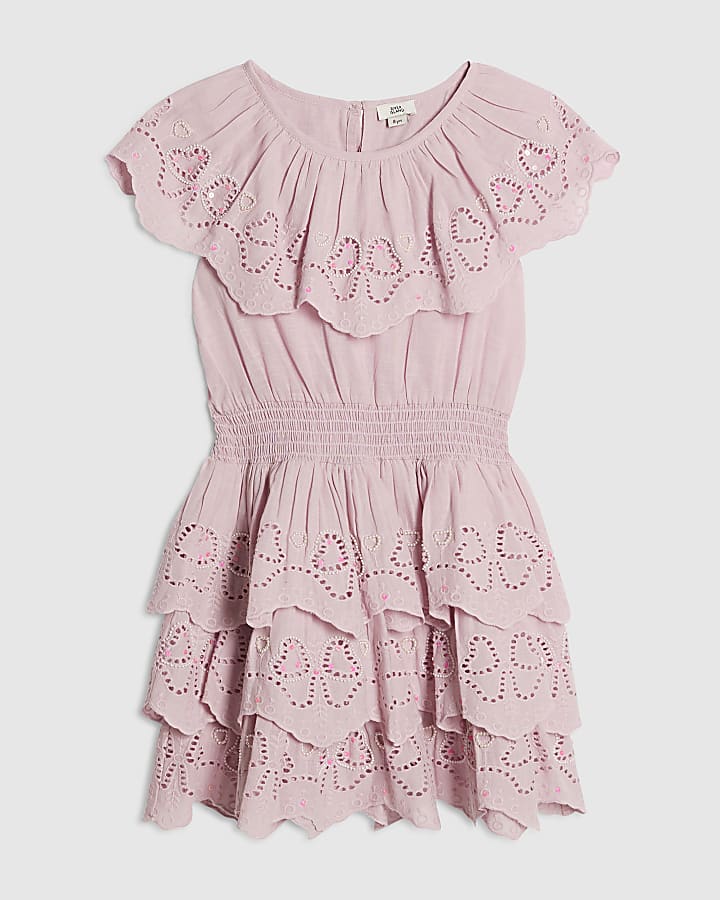 Girls Purple Tiered Beaded Playsuit