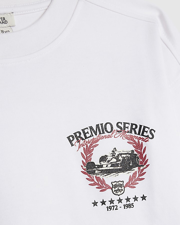 Boys White Premio Series Car T-Shirt