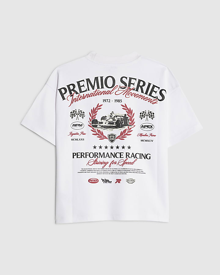 Boys White Premio Series Car T-Shirt
