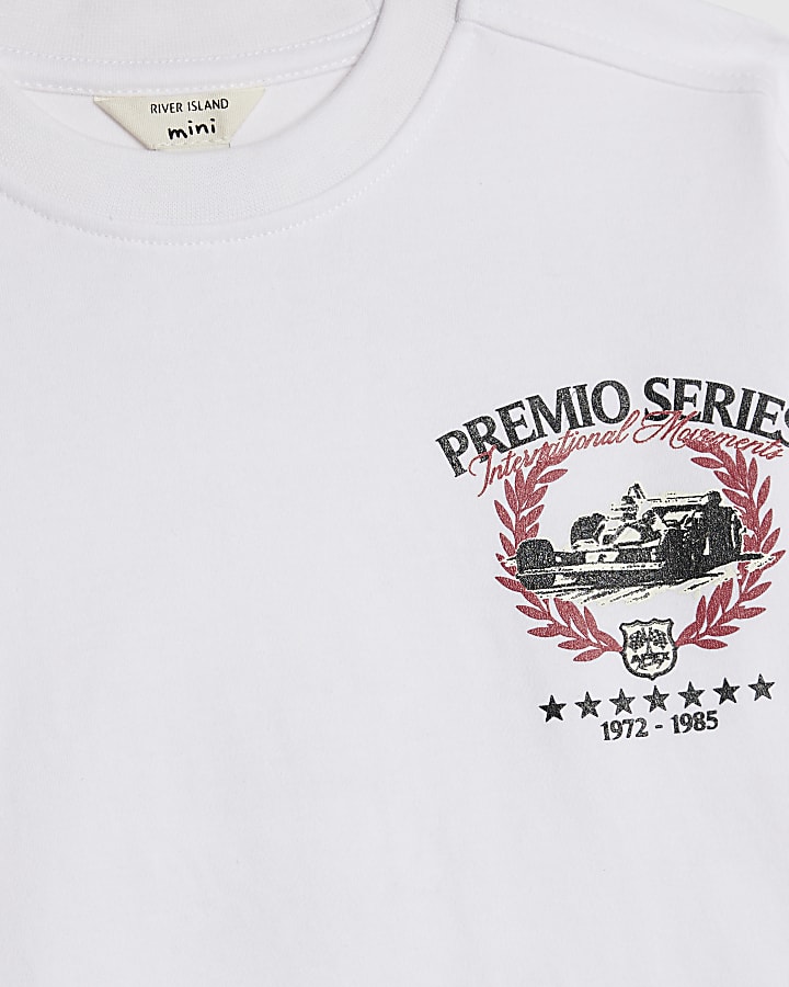 Mini Boys White Premio Series Car T-Shirt
