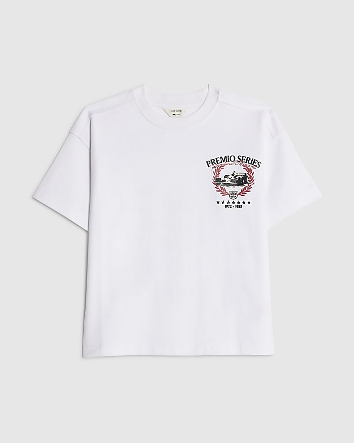 Mini Boys White Premio Series Car T-Shirt