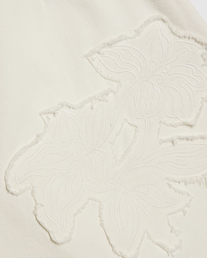 Girls White Denim Waistcoat And Shorts Set