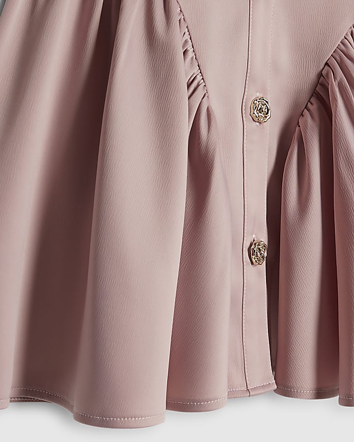 Girls Pink Satin Prom Dress