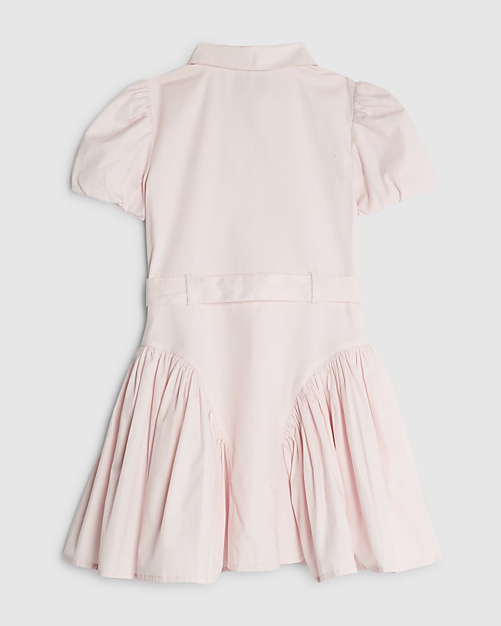 Girls Pink Embellished Shirt Dress