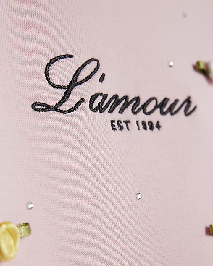 Girls Pink L'amour Rosette T-Shirt