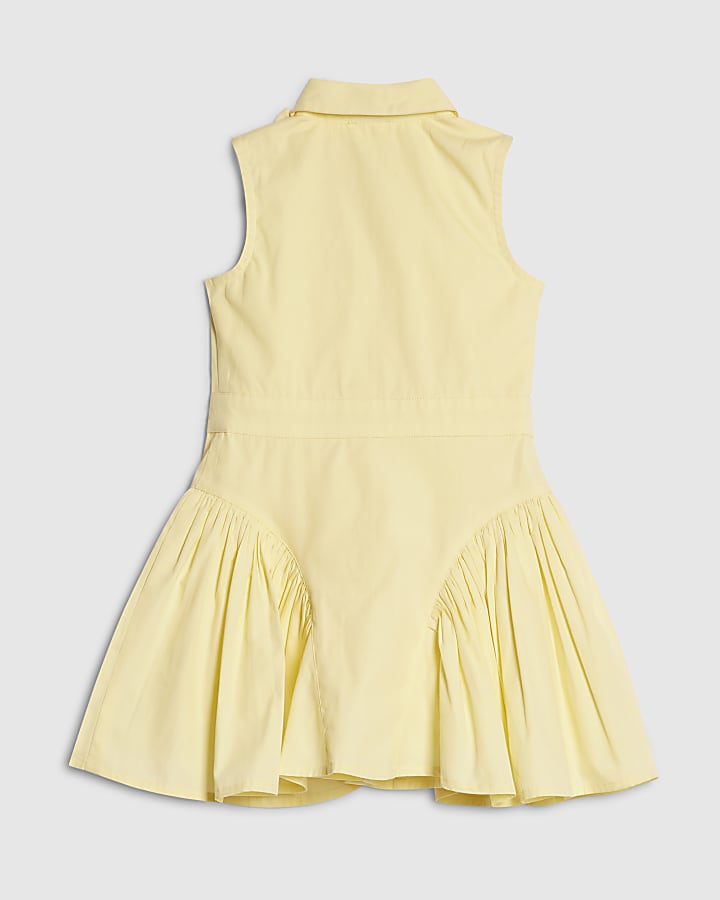 Mini Girls Yellow 3D Flower Shirt Dress