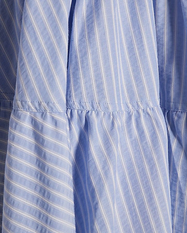 Girls Blue Stripe Hybrid Shirt Dress