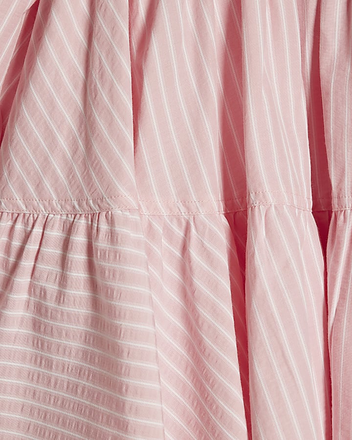 Girls Pink Stripe Hybrid Shirt Dress