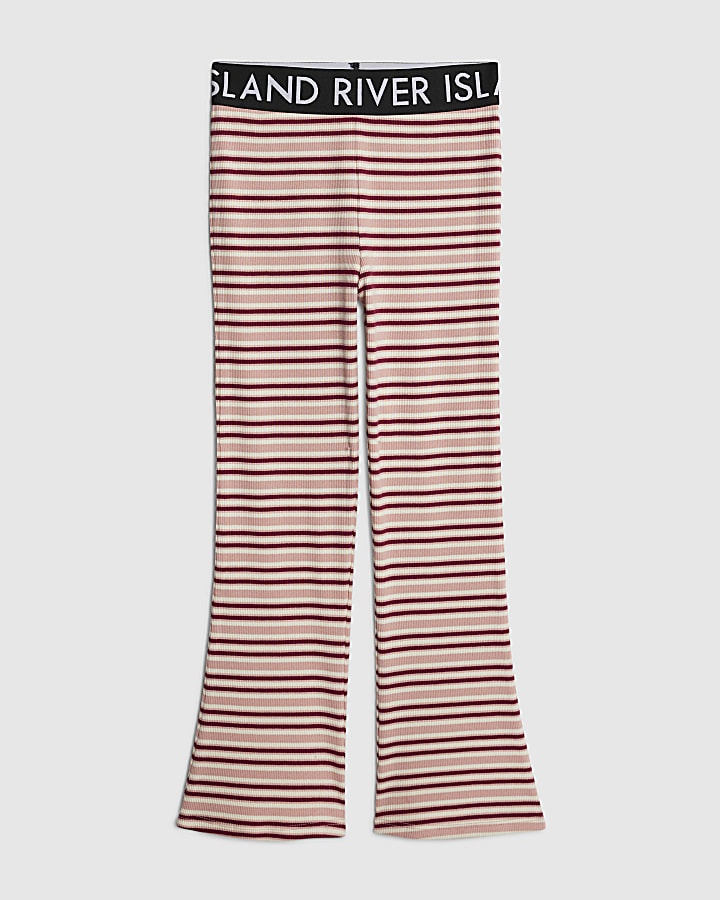 Girls Pink Stripe Flared Trousers