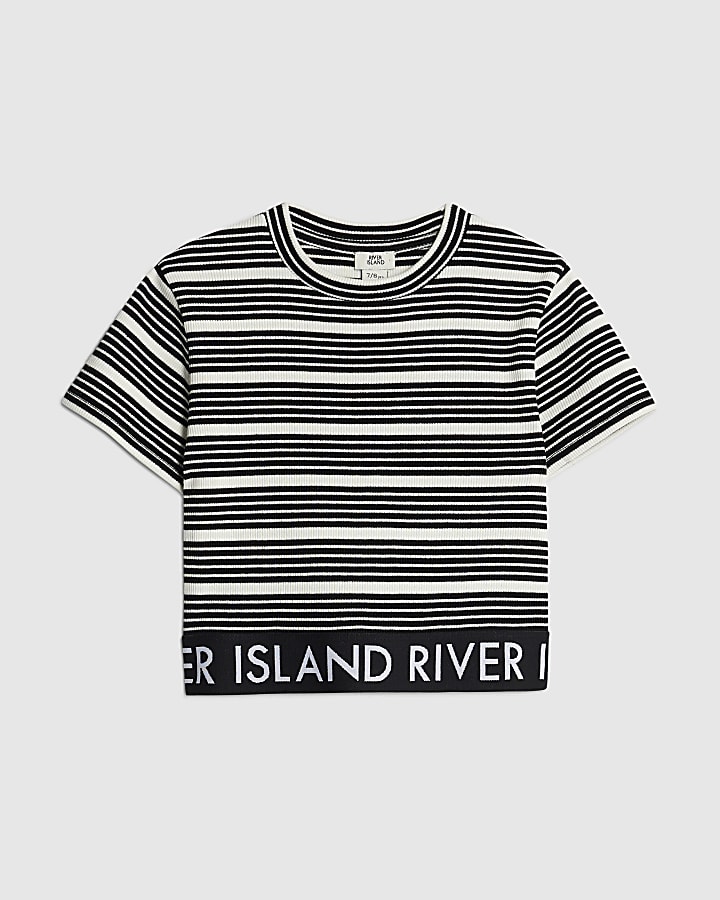 Girls Black Stripe Top