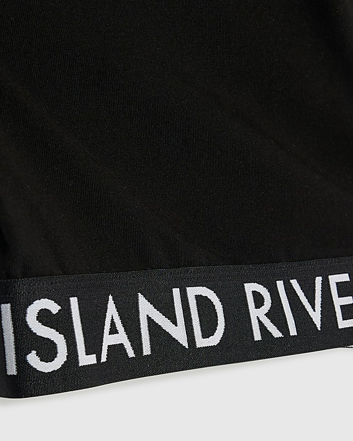 Girls Black Side Stripe Top