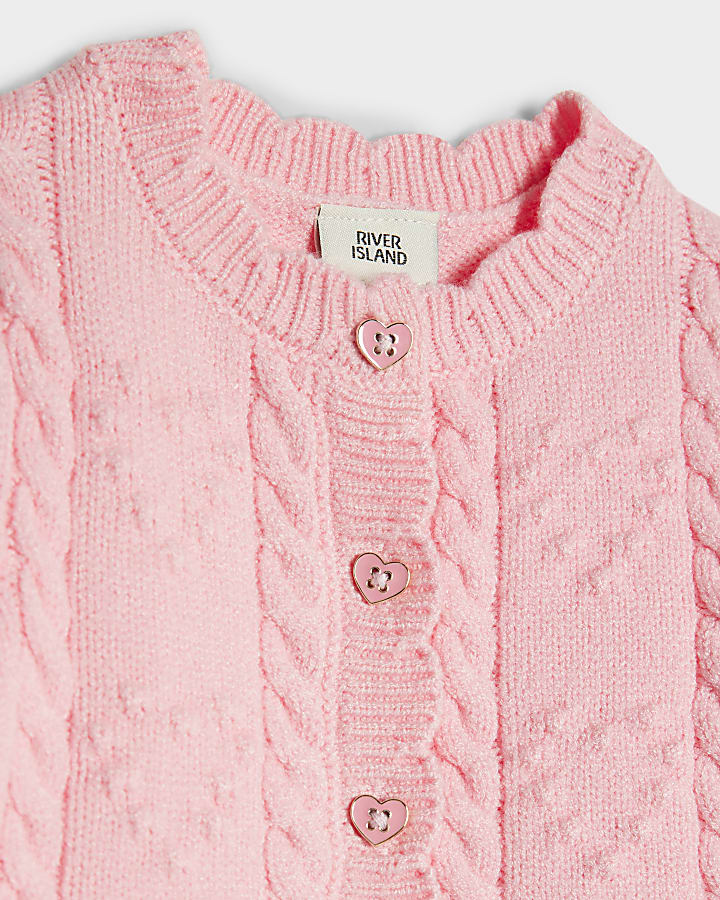 Baby Girls Pink Knit Bow Cardigan Set