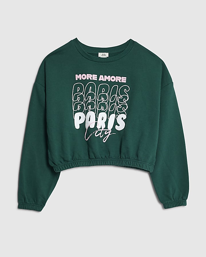 Girls Green Paris City Sweatshirt