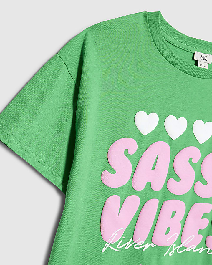 Girls Green Sassy Vibes T-shirt