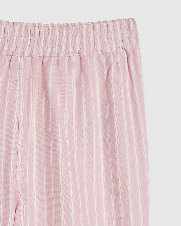 Mini Girls Pink Stripe Wide Leg Trousers