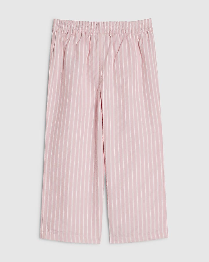 Mini Girls Pink Stripe Wide Leg Trousers