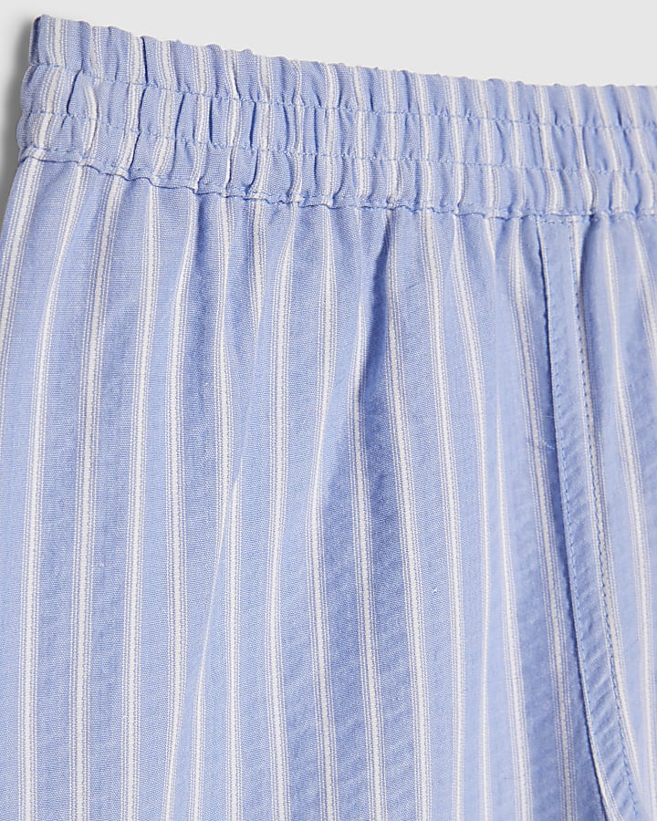 Mini Girls Blue Stripe Wide Leg Trousers