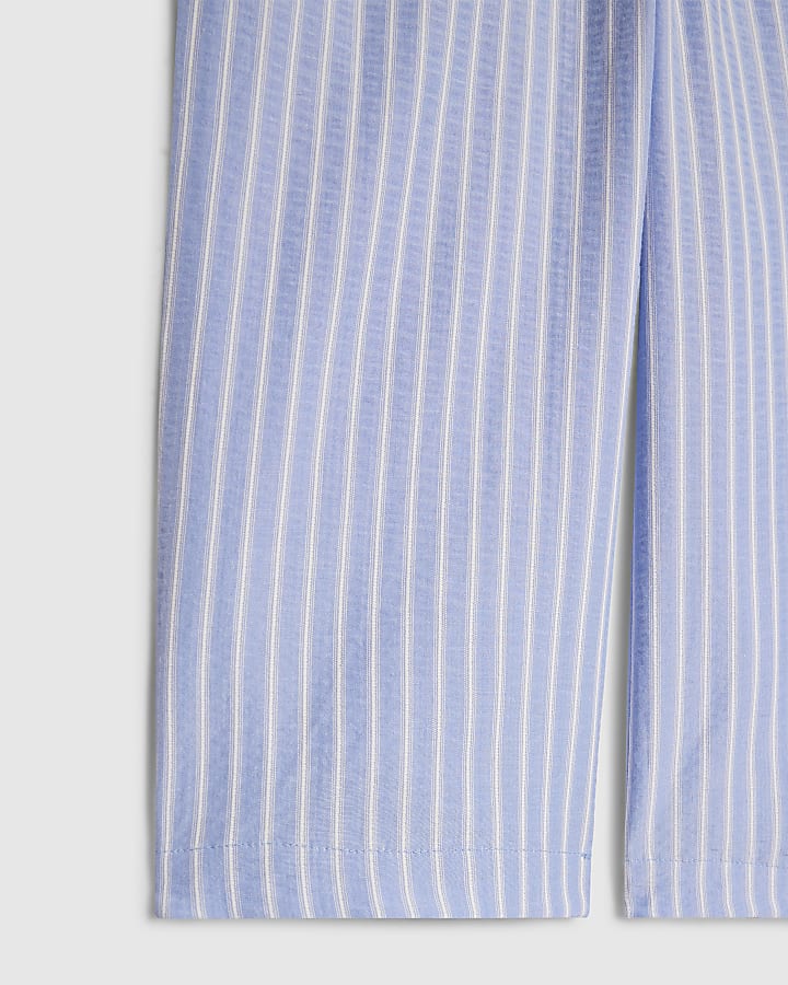 Mini Girls Blue Stripe Wide Leg Trousers