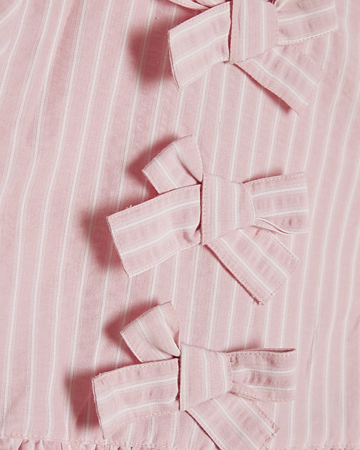 Mini Girls Pink Stripe Top And Jeans Set