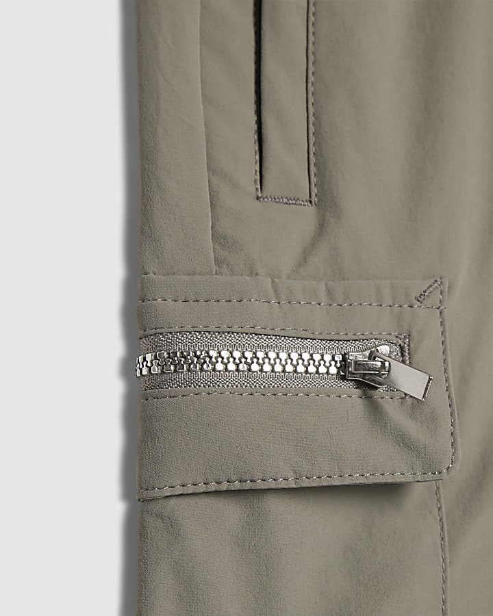 Mini Boys Grey Zip Cargo Shorts