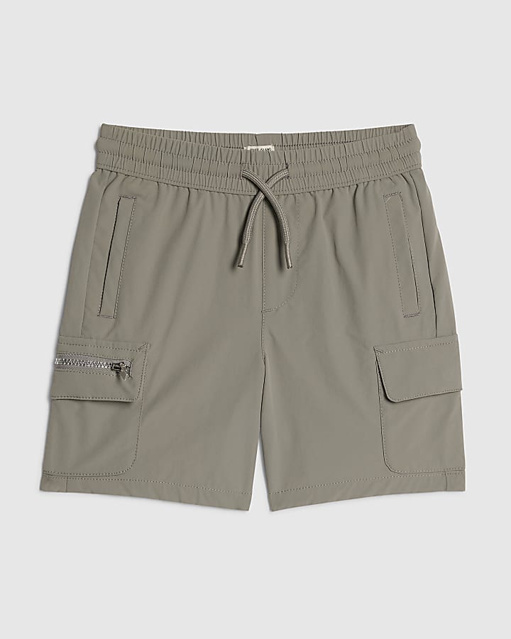 Mini Boys Grey Zip Cargo Shorts