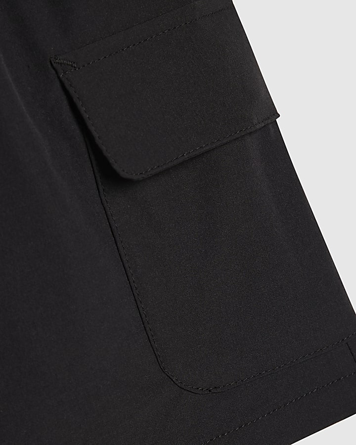 Boys Black Zip Cargo Shorts