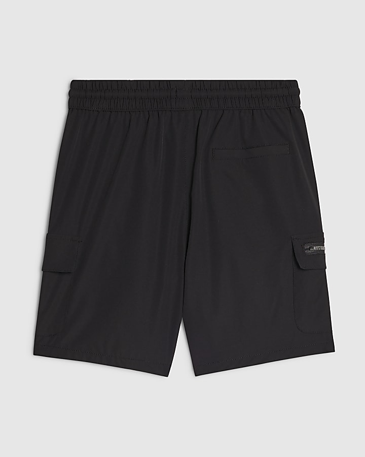 Boys Black Zip Cargo Shorts