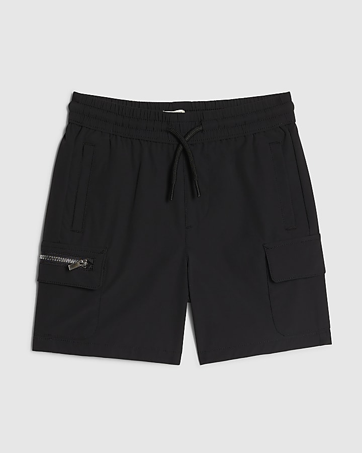 Mini Boys Black Zip Cargo Shorts