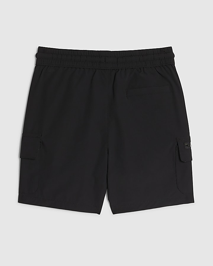 Mini Boys Black Zip Cargo Shorts