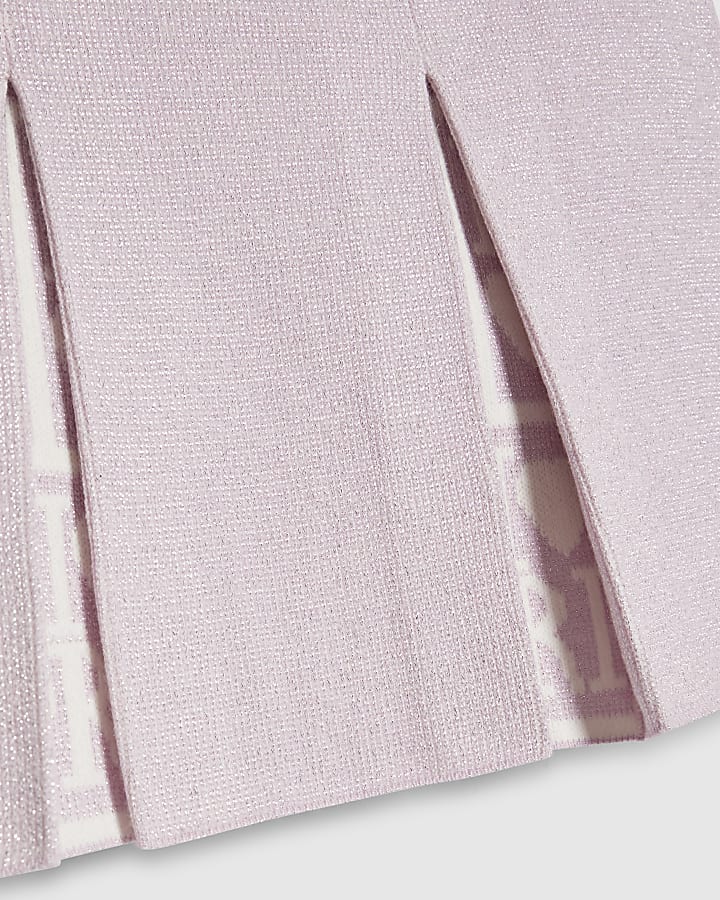 Girls Pink RI Pleated Skirt Set