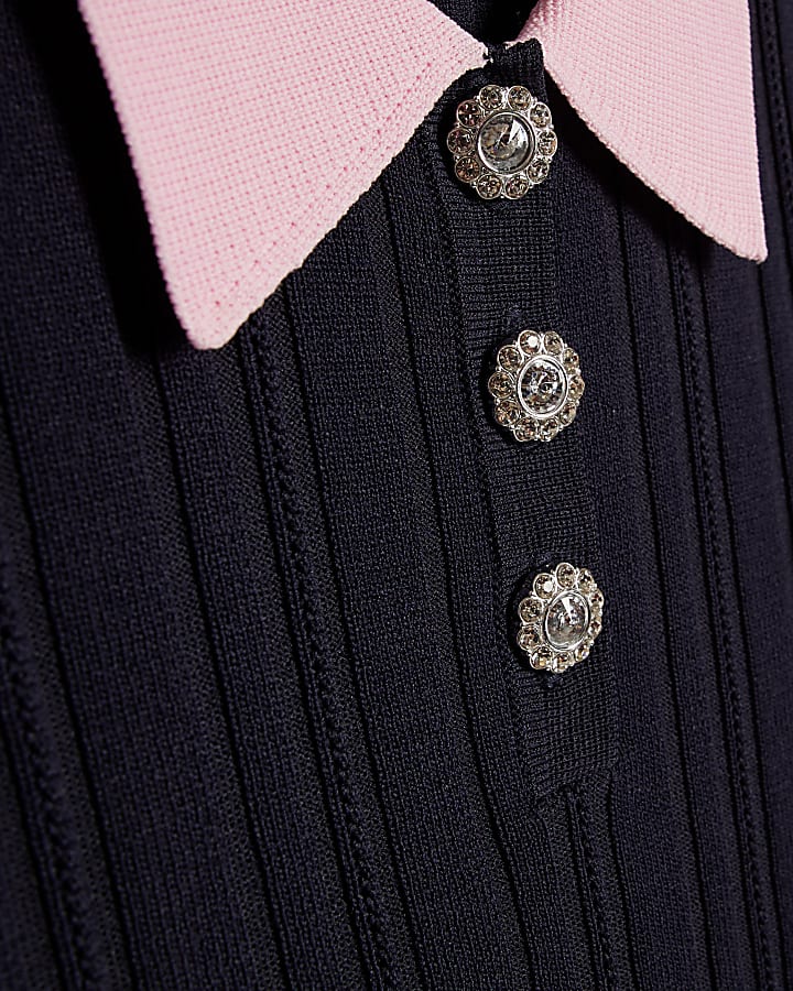 Girls Navy Polo Shirt And Skirt Set