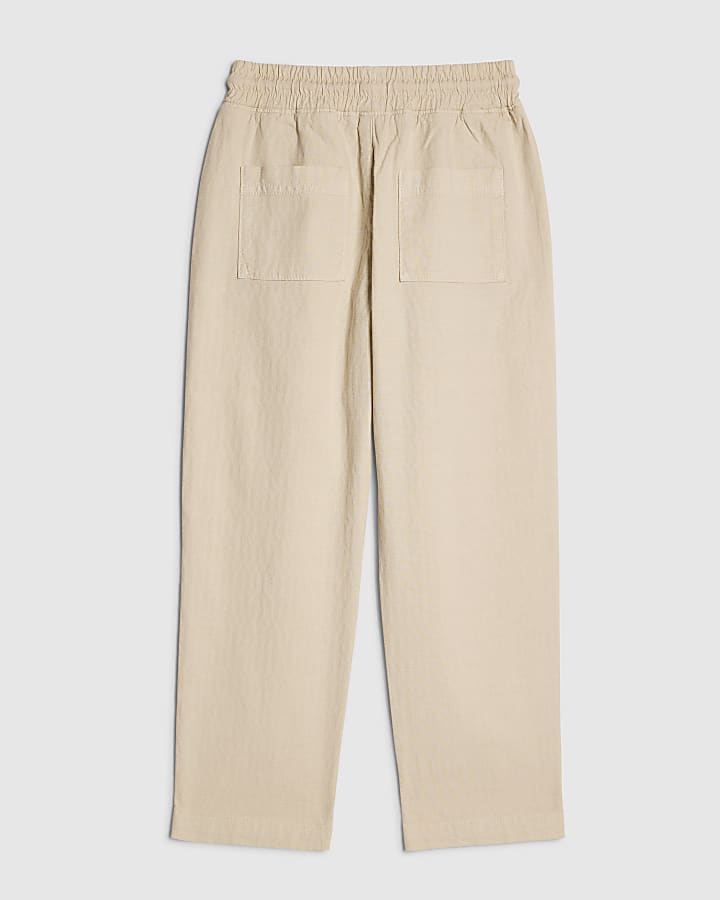 Boys Beige Pull On Trousers
