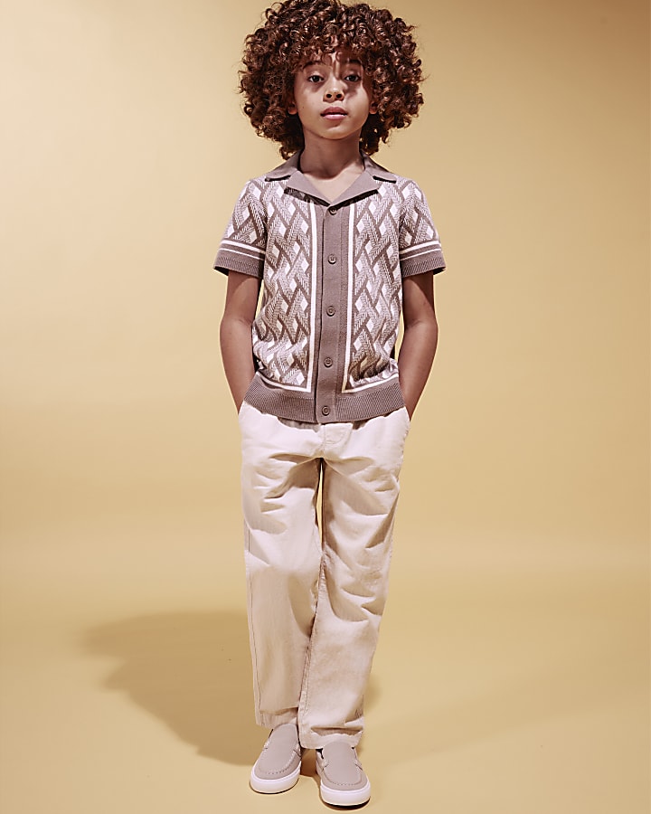 Boys Beige Pull On Trousers
