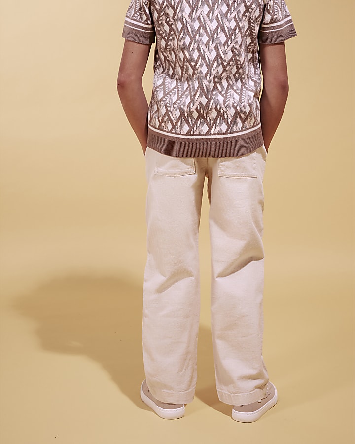 Boys Beige Pull On Trousers
