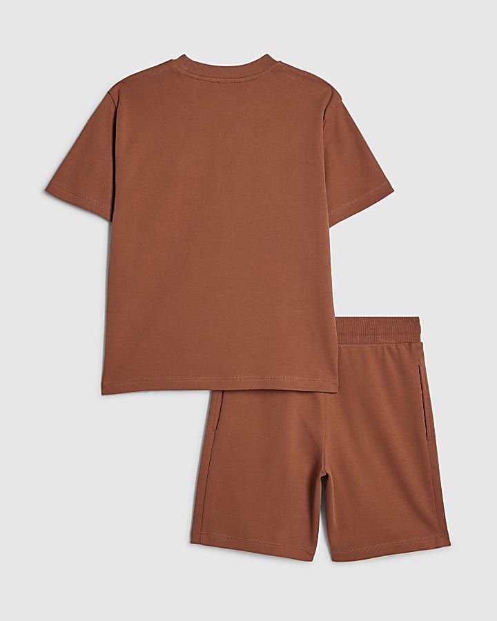 Boys Brown RR T-Shirt And Short Sets