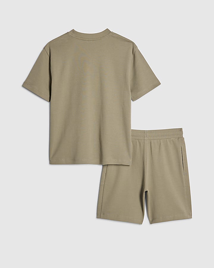 Boys Khaki RR T-Shirt And Shorts Set