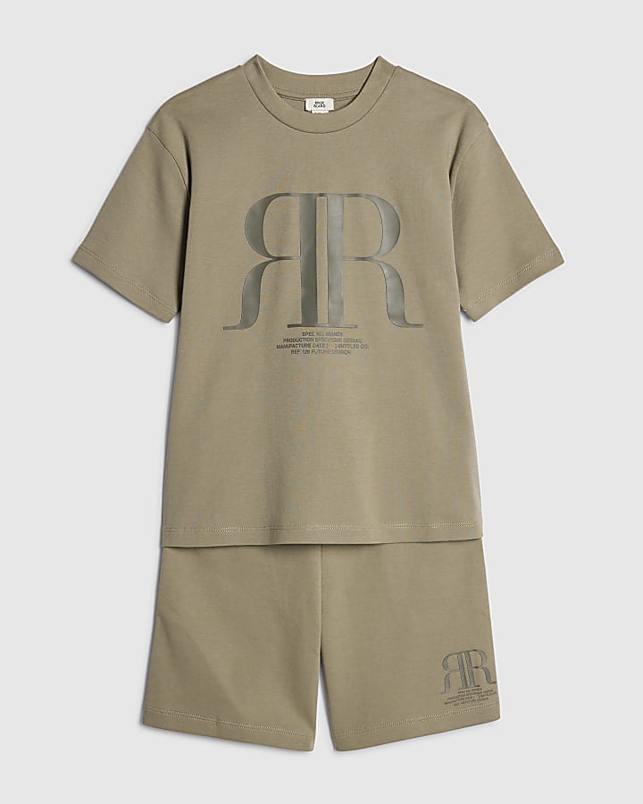 Boys Khaki RR T-Shirt And Shorts Set