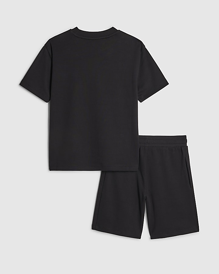 Boys Black RR T-Shirt And Shorts Set