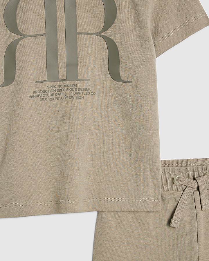 Mini Boys Khaki RR T-Shirt And Shorts Set