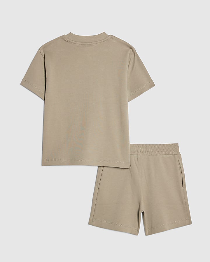 Mini Boys Khaki RR T-Shirt And Shorts Set