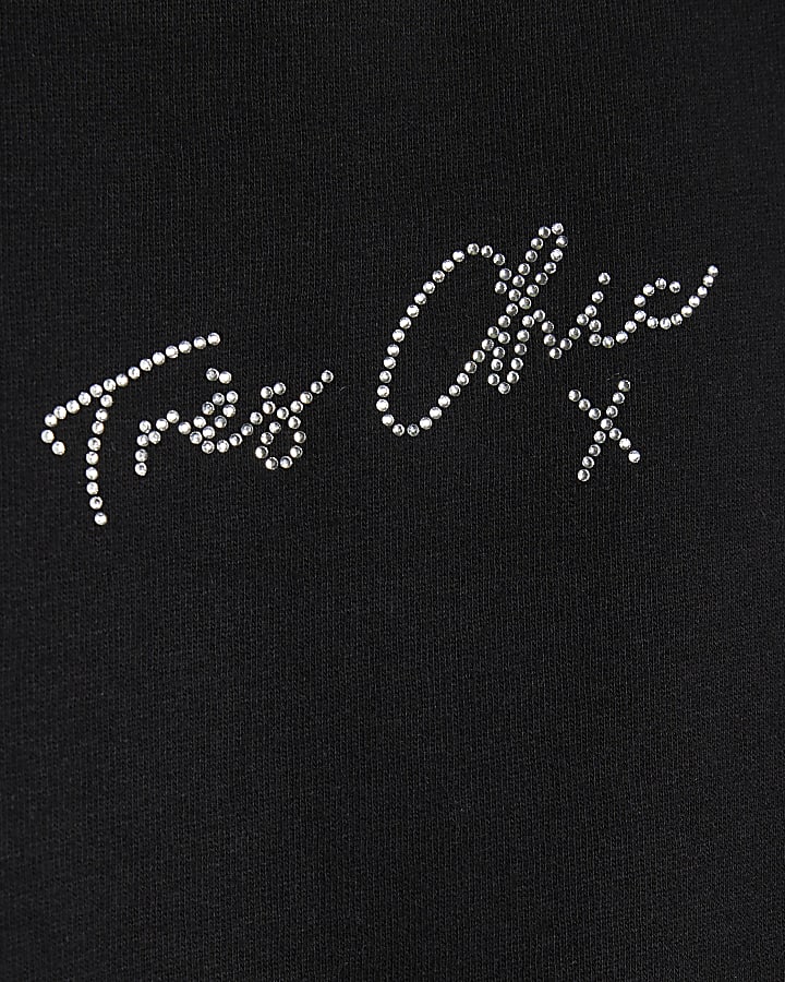 Girls Black Diamante Bow Sweatshirt