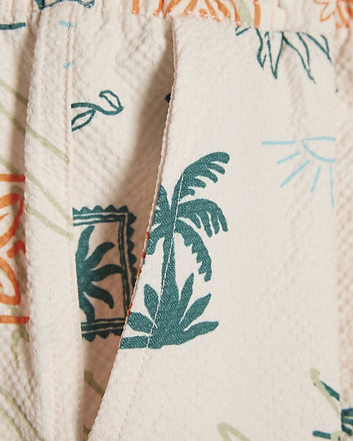 Boys Cream Sun Print Swim Shorts