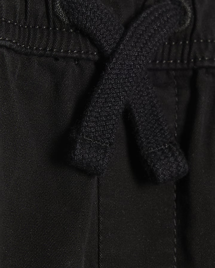 Mini Boys Black Twill Cargo Shorts