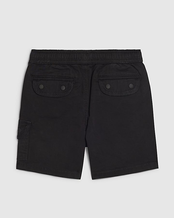 Mini Boys Black Twill Cargo Shorts