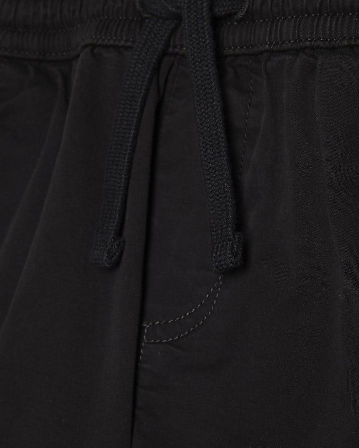 Boys Black Twill Cargo Shorts