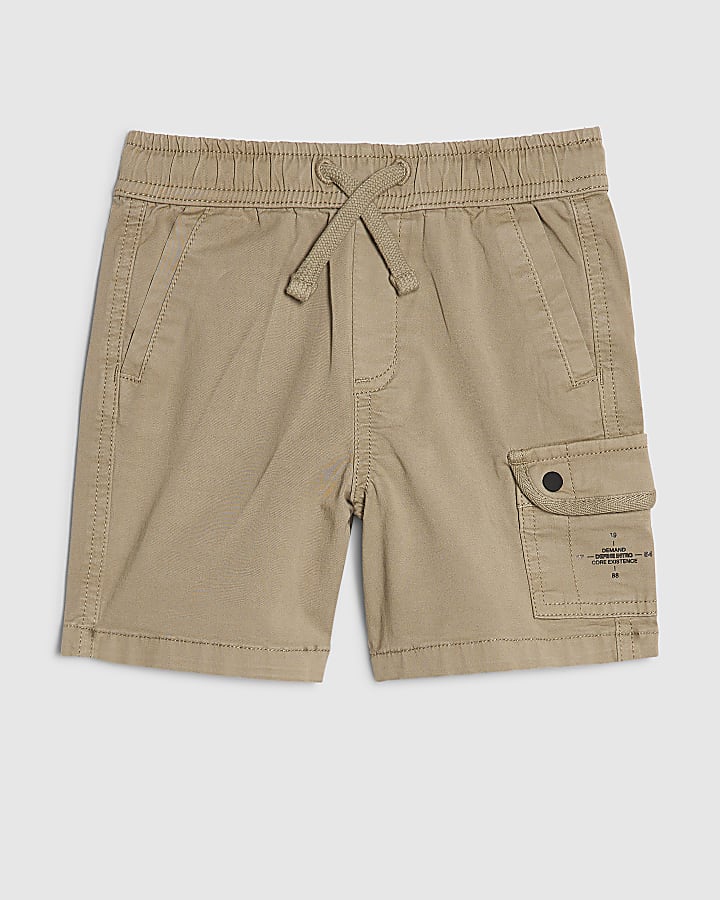 Mini Boys Beige Twill Cargo Shorts