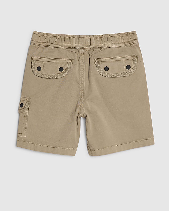 Mini Boys Beige Twill Cargo Shorts