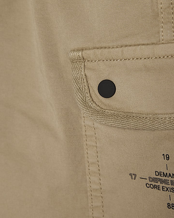 Boys Beige Twill Cargo Shorts